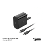 FONENG 25W GaN USB-C Wall Charger With Type-C Cable (UK32) - Black