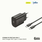 FONENG PD 25W GaN USB-C Wall Charger With Type-C Cable (EU51) Black